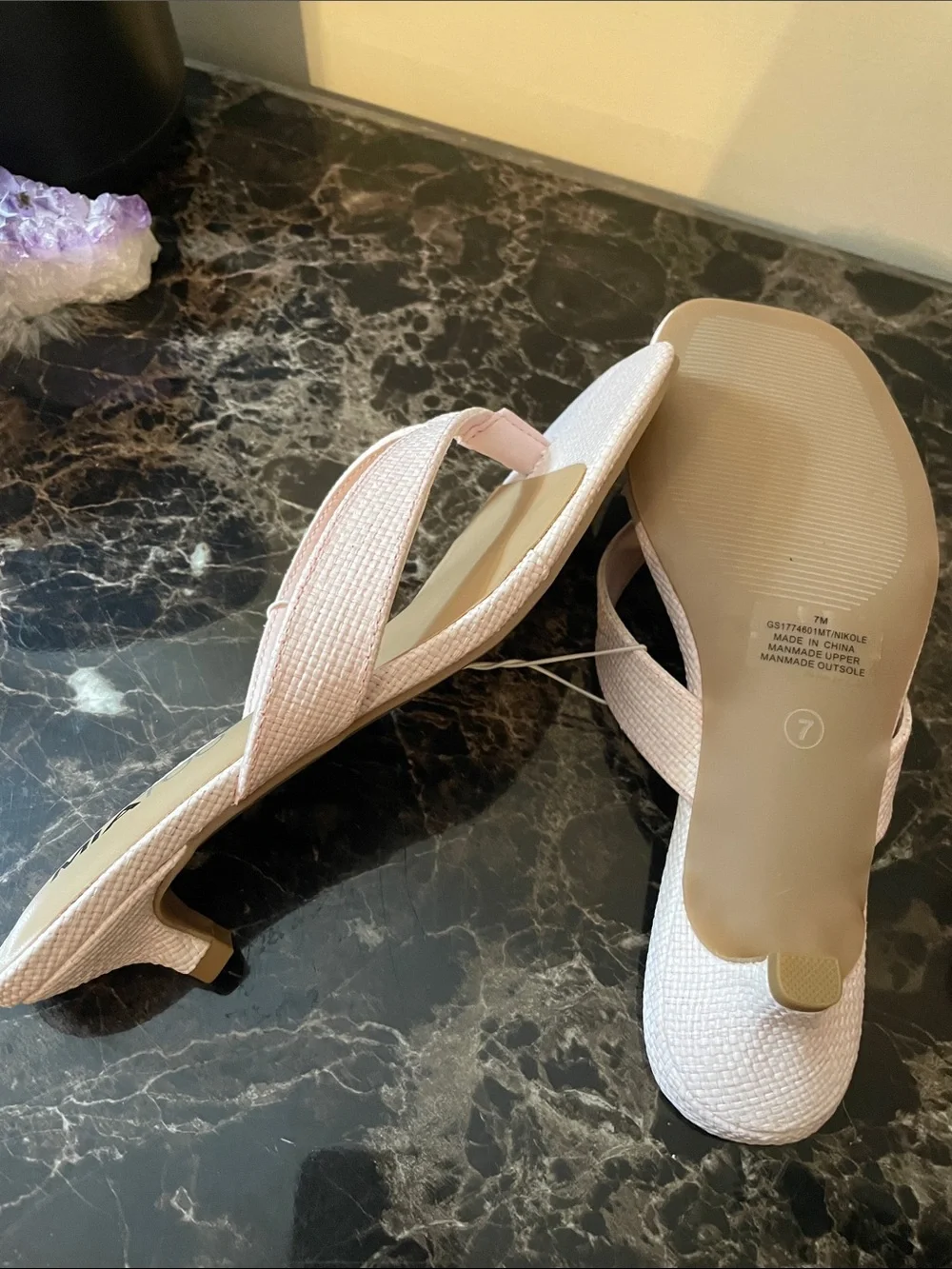 Pink Textured Thong Sandal